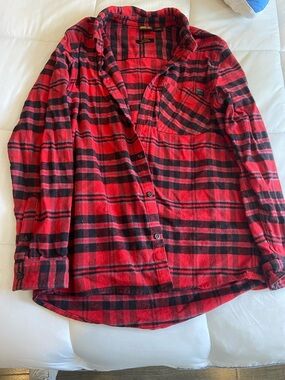 Timberland Red Black Plaid Flannel Button-Up Long Sleeve Shirt